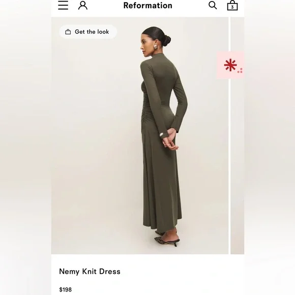 Reformation Nemy Dress- Pine Green - Picture 2 of 6